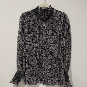 Ann Taylor Black and Cream Patterned Blouse